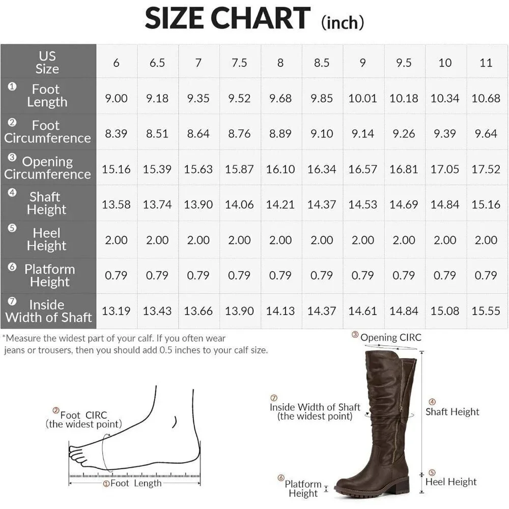 Women's Coffee Mysoft Knee High Boots Chunky Heel Lug Sole Side Zipper 2 Inch